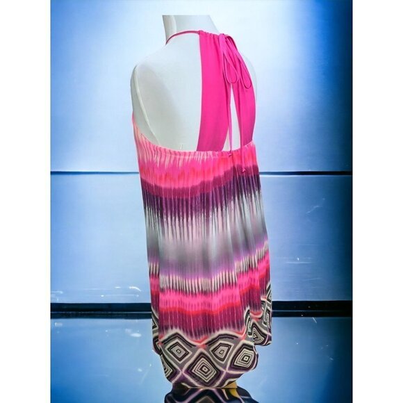 B Darlin sleeveless sheer lined hot pink beaded tie neck girls juniors 10 - Picture 6 of 10